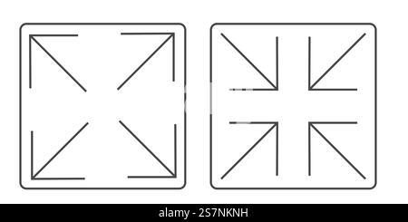 Vollbild-Symbol-Menü-Cursor-Bitton, Zeiger zur Steuerung der Anwendungsgröße. Zeilennavigation in der Web-benutzeroberfläche Symbol Maximieren oder Minimaze. App-Pfeil. Eingeben oder Beenden. Vektorabbildung Stock Vektor