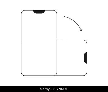Drehen Sie das Mobiltelefon-Symbol, das Drehsymbol mit den Pfeilen. Drehen Sie das Gerät, den Bildschirm. UI-Schaltfläche, Web oder App. Vertikaler oder orisonaler Telefonbildschirm. Vektorabbildung Stock Vektor