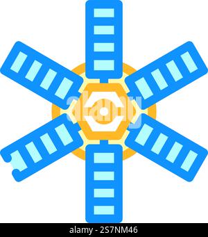 Satellitentechnologie Luftfahrtingenieur Farb-Icon-Vektor. Schild für Satelliten-Technologie-Luftfahrttechniker. Isolierte Symboldarstellung. Satellitentechnologie Luftfahrtingenieur Farb-Symbol-Vektor-Illustration Stock Vektor