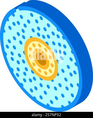 Schleifscheibe Fertigungsingenieur isometrischer Symbolvektor. Schild für den Hersteller von Schleifscheiben. Isolierte Symboldarstellung. Schleifscheibe Fertigungsingenieur isometrische Icon Vektor Illustration Stock Vektor