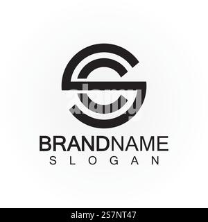 Buchstabenmonogramm Logo CS, SC, S und C, elegantes und professionelles Buchstabendesign Stock Vektor