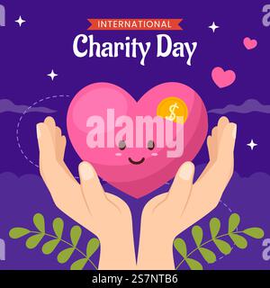 Internationaler Tag der Nächstenliebe Illustration flache Cartoon handgezeichnete Vorlagen Hintergrund Stock Vektor