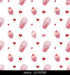 St. Valentines Süßigkeiten Muster mit Herzen Stock Vektor
