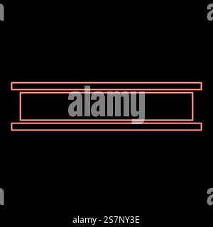 Neon-Träger I-Strahl Stahl Stangenschiene Stück für Bau Metallindustrie Konzept Baumaterial rote Farbe Vektor Illustration Bild flache Art Licht. Neonbalken Träger I-Strahl Stahl Stangenschiene Stück für Bau Metallindustrie Konzept Baumaterial rote Farbe Vektor Illustration Bild flache Art Stock Vektor
