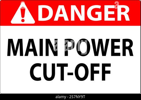 Warnschild „Main Power Cut-Off“ (Hauptstromabschaltung) Stock Vektor