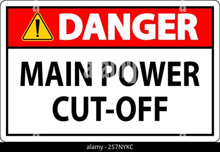 Warnschild „Main Power Cut-Off“ (Hauptstromabschaltung) Stock Vektor