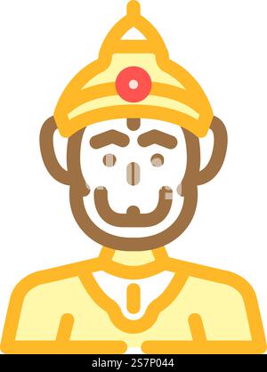 hanuman hinduismus Religion Farbe Symbol Vektor. hanuman hinduismus Religionszeichen. Isolierte Symboldarstellung. hanuman hinduismus Religion Farbe Symbol Vektor Illustration Stock Vektor