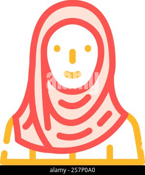 Hijab Kopftuch islam Farbe Icon Vektor. Hijab-Kopftuch islam-Zeichen. Isolierte Symboldarstellung. Hijab Kopftuch islam Farbe Symbol Vektor Illustration Stock Vektor