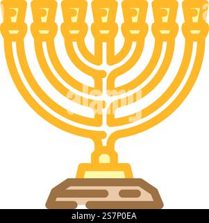 Menora jüdische Farbsymbole Vektor. Menora jüdisches Zeichen. Isolierte Symboldarstellung. Menora jüdische Farbe Icon Vektor Illustration Stock Vektor