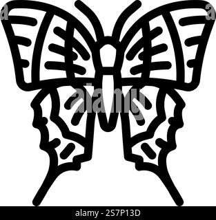 malabar gebündelte Pfau-Insektenlinie Icon-Vektor. malabar-Schild mit Pfaueninsekten. Schwarze Abbildung des isolierten Kontursymbols. malabar gebänderte Pfau Insektenlinie Icon Illustration Stock Vektor