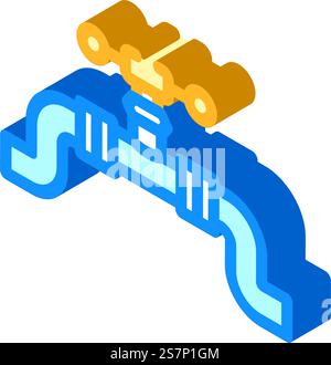 Pipelinegasdienst isometrischer Symbolvektor. Warnschild für Pipeline-Gas. Isolierte Symboldarstellung. Isometrische Symbolvektorgrafik der Pipeline-Gasversorgung Stock Vektor