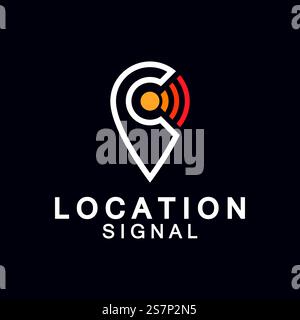 Pointer Map mit wlan-Internetsignalposition Verbindungssymbole Logo-Design Stock Vektor