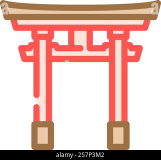 Torii Gate shintoismus Farbe Symbol Vektor. Torii Gate shintoism Schild. Isolierte Symboldarstellung. Torii Gate shintoismus Farbe Symbol Vektor Illustration Stock Vektor