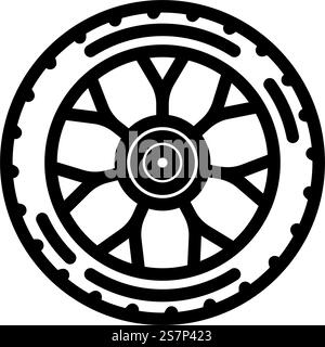 Rennreifen Fahrzeug Auto Linie Symbol Vektor. Auto-Schild für Rennreifen. Schwarze Abbildung des isolierten Kontursymbols. Rennreifen Fahrzeug Auto Linie Symbol Vektor Illustration Stock Vektor