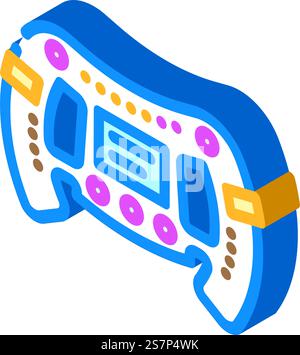Isometrischer Symbolvektor für Auto-Isometrie am Lenkrad. Fahrzeug-Auto-Schild am Lenkrad. Isolierte Symboldarstellung. Isometrisches Isometrie-Symbol am Lenkrad Vektorillustration Stock Vektor