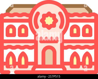 Synagogenbau jüdischer Farbsymbolvektor. jüdisches Zeichen für Synagogenbau. Isolierte Symboldarstellung. Synagoge Gebäude jüdische Farbe Icon Vektor Illustration Stock Vektor