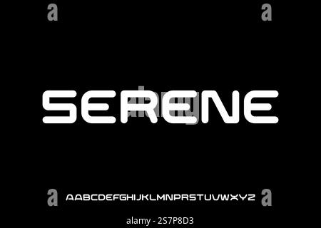 Abgerundete serifenlose Schriftart, geeignet für Logo, Überschrift, Poster und vieles mehr Stock Vektor