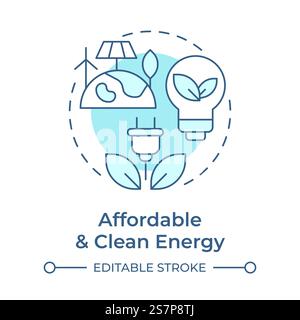 Preisgünstige und saubere Energie-Symbol in sanftem Blau Stock Vektor