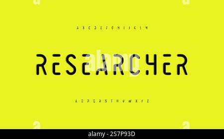 Ausgeschnittene Schriftart Buchstaben mit hoher Linie. Minimales geometrisches Typografie-Design, futuristischer Buchstabensatz für Logo, Überschrift, Monogramm und Branding. Abstrakte moderne Typographie. Vektortypsatz... Ausgeschnittene Schriftart Buchstaben mit hoher Linie. Minimales geometrisches Typografie-Design, futuristischer Buchstabensatz für Logo, Überschrift, Monogramm und Branding. Abstrakte moderne Typographie. Vektortypsatz Stock Vektor