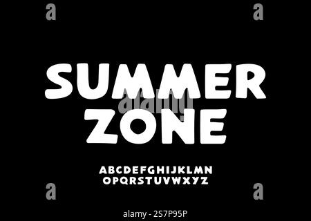 Kreativ verspielt ohne serifenartiges Alphabet zeigt den Schriftartvektor an. Auffällige, freundliche Typografie-Illustration Stock Vektor