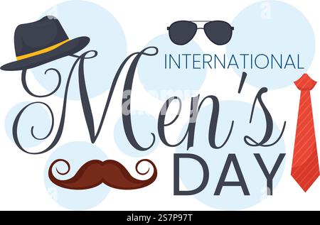 International Men&rsquo;s Day Vector Illustration am 19. November mit Männer Ausrüstung für positiven Wert ihre Familien in Flat Cartoon Hintergrund Design Stock Vektor