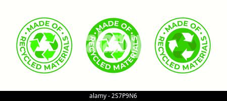 Recycling-Symbol, aus recycelten Materialien, Vektor, recycelbares Verpackungszeichen. Umweltfreundlicher Bio-recycelter und biologisch abbaubarer Kunststoff, Verpackungsbeutel Recycling-Logo Stock Vektor