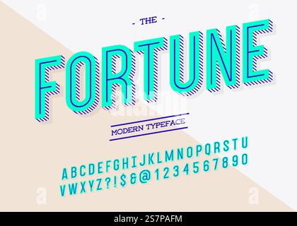 Vector Fortune-Schriftart-Trend-Typografie. Alpabet moderner farbenfroher Stil für T-Shirt, Animation, Video, Poster, Druck, Dekoration, Buch. Coole Schriftart. 10 Episoden Vector Fortune-Schriftart-Trend-Typografie Stock Vektor