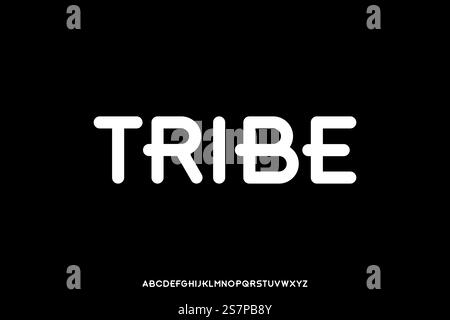 Moderner, einzigartiger Rundvektor ohne serifenartigen Schriftartvektor Stock Vektor