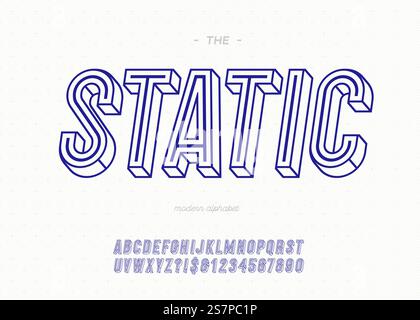 Vektor 3d bold statische Schriftart Moderne Typografie ohne Serifenschräge Stil für Buch, Promotion, Poster, Dekoration, T-Shirt, Verkaufsbanner, Druck auf Stoff. Cooles Alphabet. Trendige Schriftart. 10 Episoden Vektor 3D-Schriftart mit starker statischer Schriftart Moderne Typografie Stock Vektor