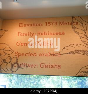 Mittagessen am 23. April 2023 im Starbucks Fujiyoshida Store in Fujiyoshida City, Präfektur Yamanashi. Stockfoto