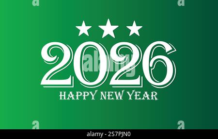 Happy New Year 2026 Textdesign. Grußkarte. Festlicher Hintergrund für Ihr Design. Vektorabbildung. Stock Vektor