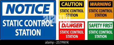 Warnschild Statische Kontrollstation Stock Vektor