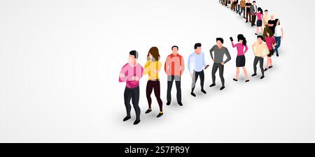 Gruppe von Personen, die in der Schlange bleiben. Hintergrund mit Leerzeichen für Text. Geschäftsleute. Vektorabbildung. Gruppe von Personen, die in der Schlange bleiben. Hintergrund mit Leerzeichen für Text. Geschäftsleute. Stock Vektor