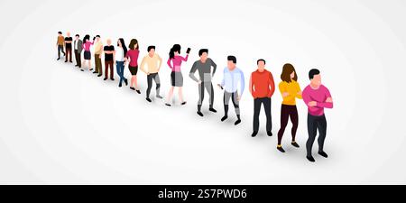 Gruppe von Personen, die in der Schlange bleiben. Unser Teamkonzept. Hintergrund mit Leerzeichen für Text. Geschäftsleute. Vektorabbildung. Gruppe von Personen, die in der Schlange bleiben. Unser Teamkonzept. Hintergrund mit Leerzeichen für Text. Geschäftsleute. Stock Vektor