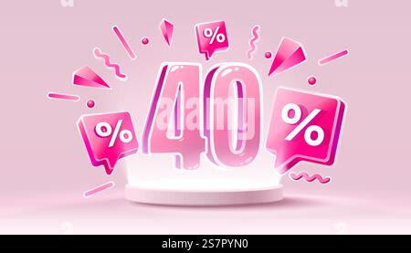 Mega-Sonderangebot, Happy 40 Rabatt-Banner. Werbeaktion für das Sign-Board. Vektorabbildung. Mega-Sonderangebot, Happy 40 Rabatt-Banner. Werbeaktion für das Sign-Board. Vektor Stock Vektor