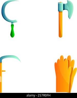 Yard Work Icons setzen Cartoon Vektor. Gartenbestand. Gartenbau, Gartenbau. Yard Work Icons setzen Cartoon Vektor. Gartenbestand Stock Vektor