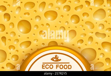 Käseetikett Öko Food Poster, Banner Menü Produkt. Vektorabbildung. Käseetikett Öko Food Poster, Banner Menü Produkt. Vektor Stock Vektor
