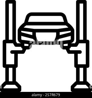Lift Mechanische Linie Symbol Vektor. Schild für Mechaniker der Hebebühne. Schwarze Abbildung des isolierten Kontursymbols. Autohubwerk Mechanische Linie Symbol Vektor Illustration Stock Vektor
