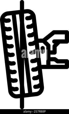 Radausrichtung Fahrzeug Mechaniker Linie Symbol Vektor. Schild für die Radausrichtung des Fahrzeugs. Schwarze Abbildung des isolierten Kontursymbols. Radausrichtung Fahrzeug Mechanik Linie Symbol Vektor Illustration Stock Vektor
