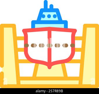 Werftfertigung Prozess Farbe Symbol Vektor. Schild für den Herstellungsprozess der Werft. Isolierte Symboldarstellung. Werftfertigung Prozess Farbe Symbol Vektor Illustration Stock Vektor