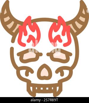 Skull Tattoo Art Vintage Farbe Icon Vektor. Totenkopf-Tattoo-Art-Vintage-Schild. Isolierte Symboldarstellung. Totenkopf Tattoo Kunst Vintage Farbe Icon Vektor Illustration Stock Vektor