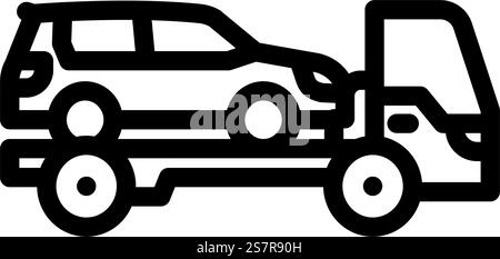 Abschleppdienst Fahrzeugmechaniker - Symbolvektor. Schild „Abschleppdienst“ für Fahrzeugmechaniker. Schwarze Abbildung des isolierten Kontursymbols. Abschleppdienst Fahrzeug Mechaniker Linie Symbol Vektor Illustration Stock Vektor