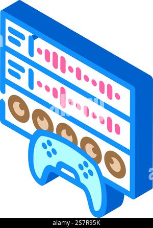 Sound Design Spielentwicklung isometrischer Icon Vektor. Sounddesign-Spieleentwicklungsschild. Isolierte Symboldarstellung. Sound Design Spielentwicklung isometrische Icon Vektor Illustration Stock Vektor