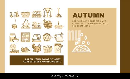 Herbstsaison Herbstlaub Landing Webseite Vektor. Blätter Natur, Laub rot, orange Landschaft, Thanksgiving Verkauf, Baum gelb, Ahorn Herbstsaison Herbstblatt Illustration. Herbstsaison Herbstlaub Landung Header Vektor Stock Vektor