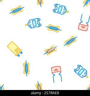 Bauteil elektronische Chip Vektor nahtlose Muster dünne Linie Illustration. Nahtloses Muster des elektronischen Chip-Vektors der Komponente Stock Vektor