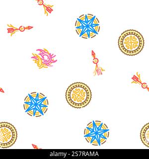 Tattoo Retro Vintage Vektor nahtlose Muster dünne Linie Illustration. Tattoo Retro Vintage nahtlose Muster Vektor Stock Vektor