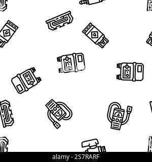 Gas Energie Öl Strom Pipeline Vektor nahtlose Muster dünne Linie Illustration. Gas Energie Öl Strom Pipeline Vektor nahtlose Muster Stock Vektor