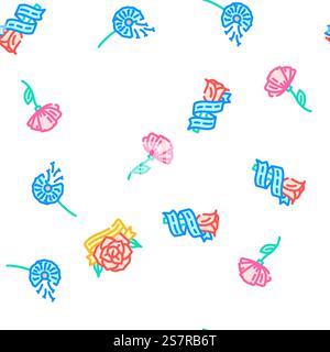 Tattoo Retro Vintage Vektor nahtlose Muster dünne Linie Illustration. Tattoo Retro Vintage nahtlose Muster Vektor Stock Vektor