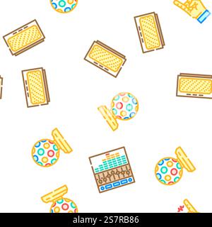 Retro Musik Vintage Party Vektor nahtlose Muster dünne Linie Illustration. Nahtloses Muster für Vintage-Partys im Retro-Stil Stock Vektor