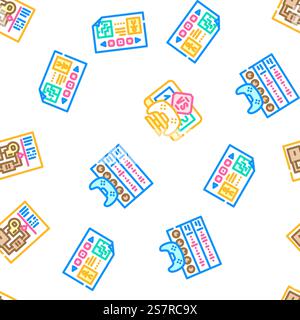 Spieleentwicklungssoftware Vektor nahtlose Muster dünne Linie Illustration. Software für die Spieleentwicklung nahtloser Mustervektor Stock Vektor